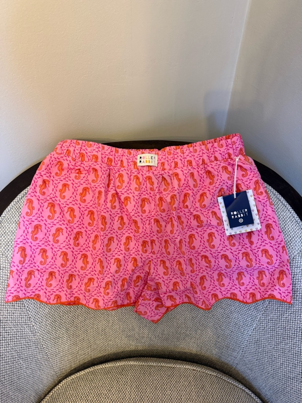 Roller Rabbit Pink Seahorse-Print Sleep Shorts M